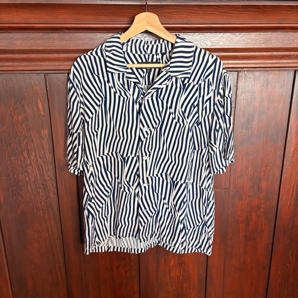 Rag & Bone Navy and White Striped Shirt